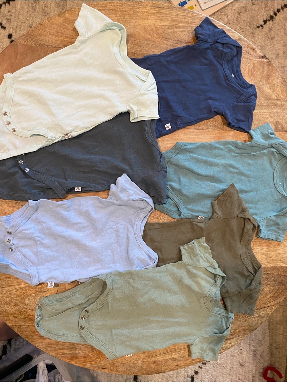Lot Assorted Honest Baby Short-Sleeve Onesies - Multi Green & Blue Tones
